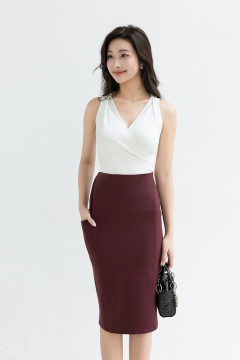 MAVE Pencil Skirt in Red Wine