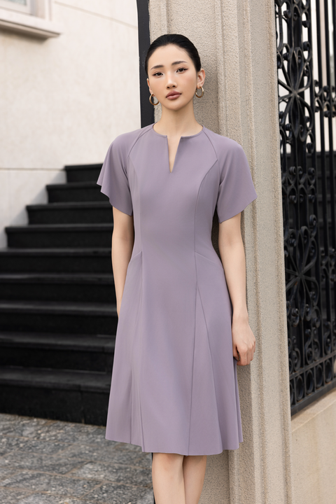 AYLA Flutter Dress in Lavender Grey