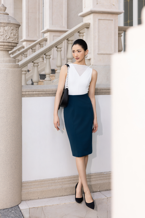 SOPH Pencil Skirt in Prussian Blue