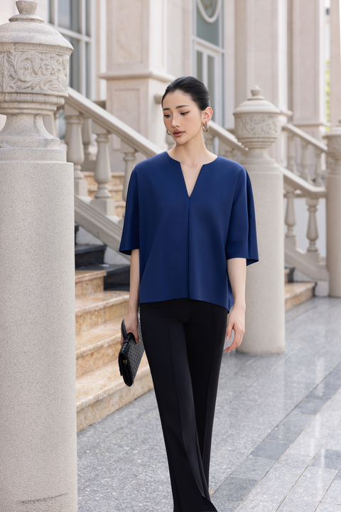 COON Sleeve Cocoon Top in Navy