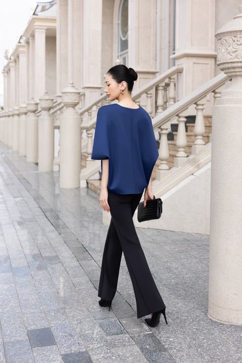 COON Sleeve Cocoon Top in Navy