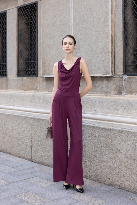 TONI Drape Pants in Oxblood