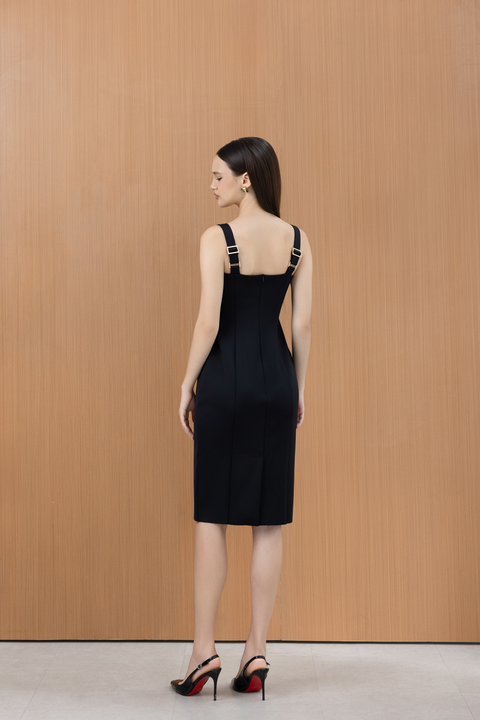 VEYA Structured Bodycon Dress in Black