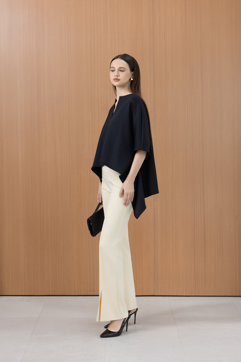 VETA Draped Hem Top in Black