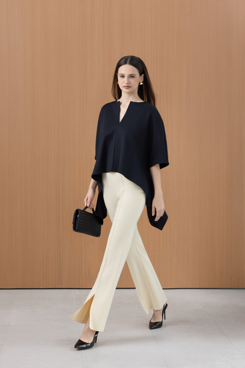 VETA Draped Hem Top in Black