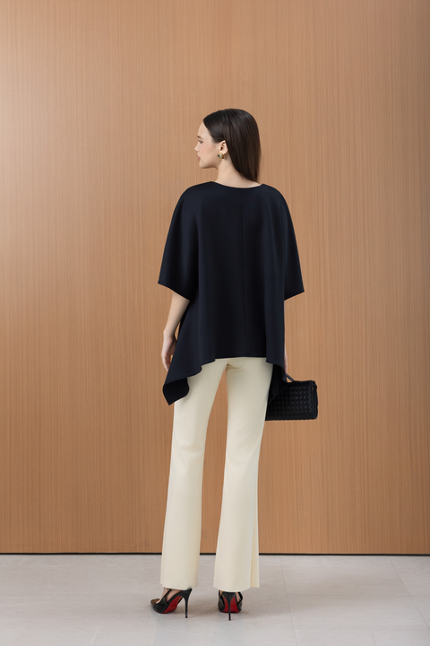 VETA Draped Hem Top in Black