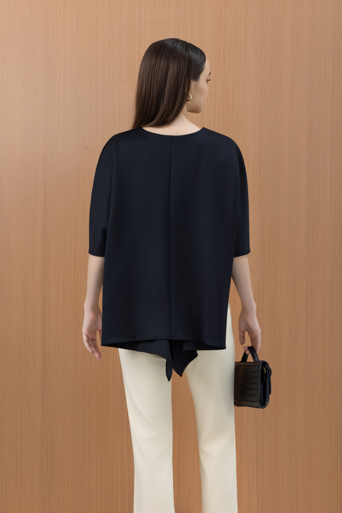 VETA Draped Hem Top in Black