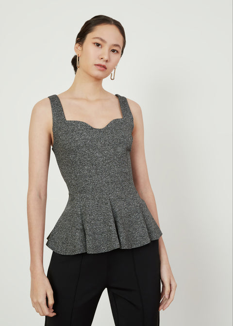 FLOR Peplum Top in Dark Heather Grey