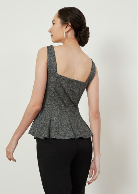 FLOR Peplum Top in Dark Heather Grey