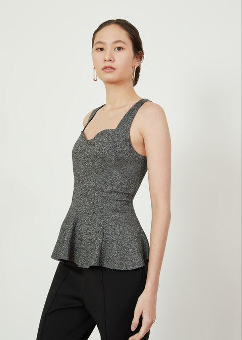 FLOR Peplum Top in Dark Heather Grey