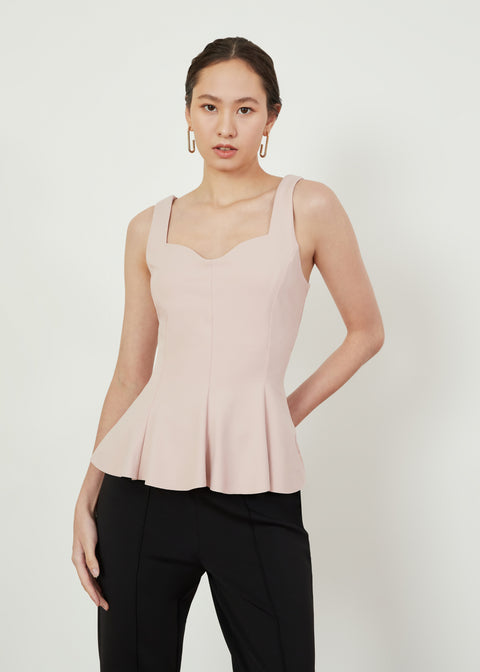 FLOR Peplum Top in Pale Pink