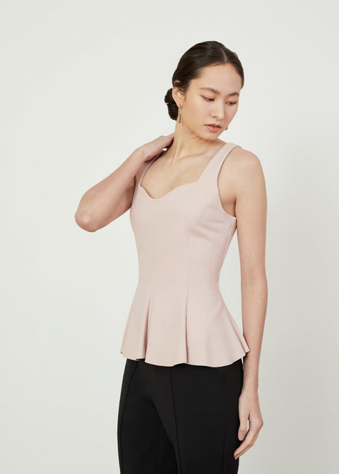FLOR Peplum Top in Pale Pink