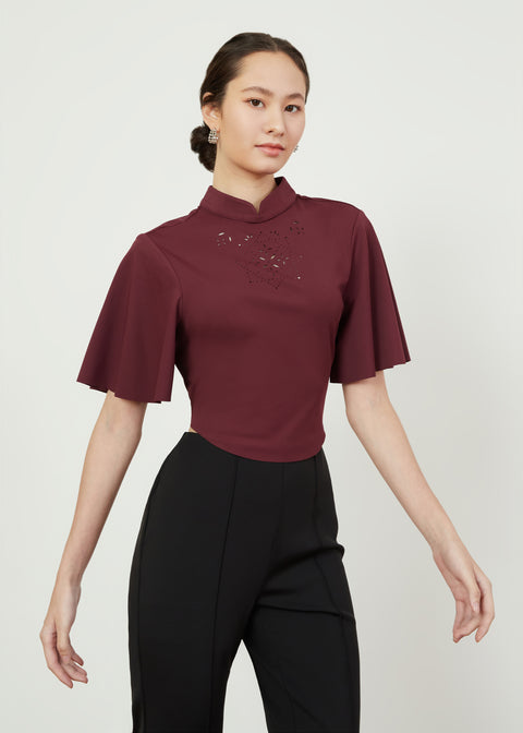 KALA Crop Top in Oxblood
