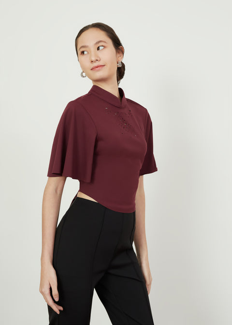 KALA Crop Top in Oxblood