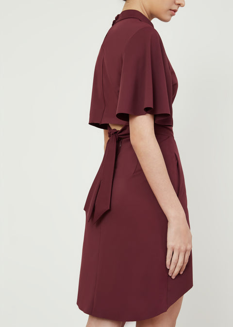 ACOT Laser Motif Short Skirt in Maroon with Pocket - As Intended - Workleisure