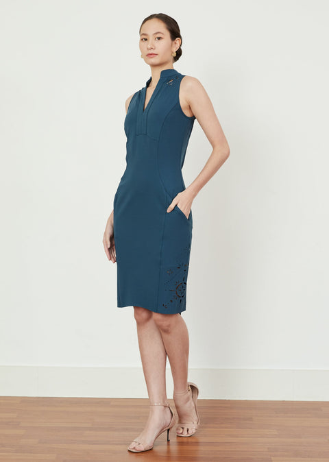 Pockets in CELO Dress in Peacock Green by As Intended a Workleisure label