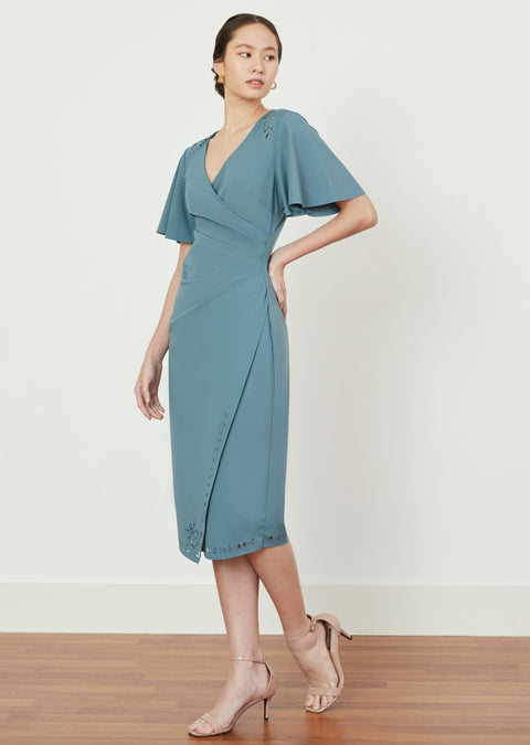 PEON Wrap Dress in Sea Pine