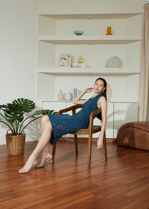 Lounging in CELO Dress in Peacock Green by As Intended a Workleisure label