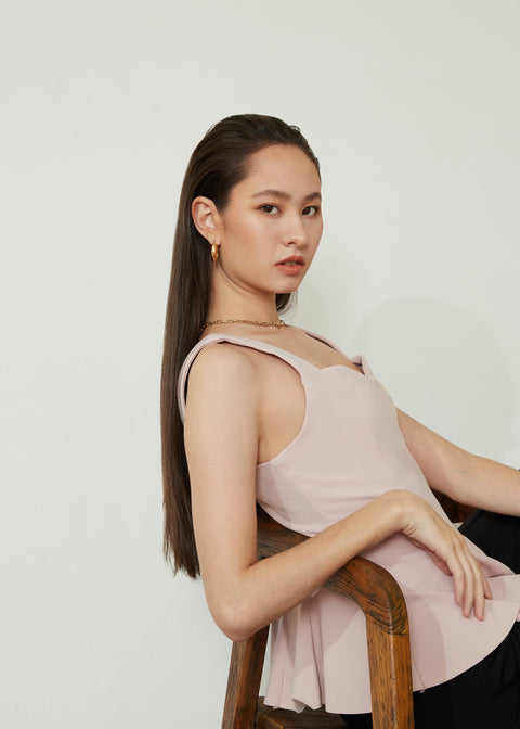 FLOR Peplum Top in Pale Pink