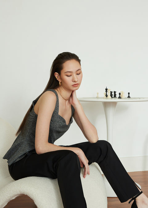 FLOR Peplum Top in Dark Heather Grey