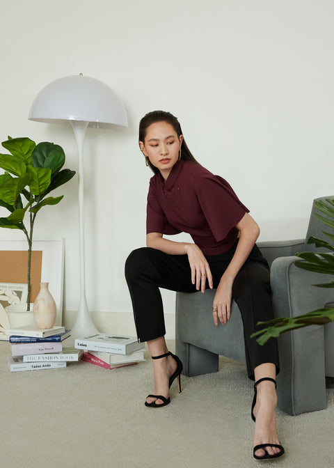 KALA Crop Top in Oxblood