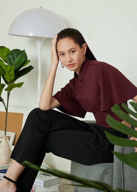 KALA Crop Top in Oxblood