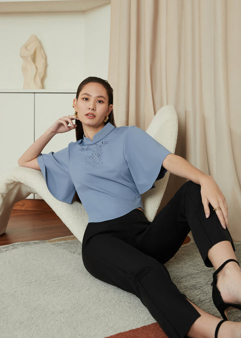 KALA Crop Top in Powder Blue