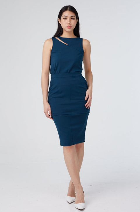 KELY Pencil Skirt in Prussian Blue