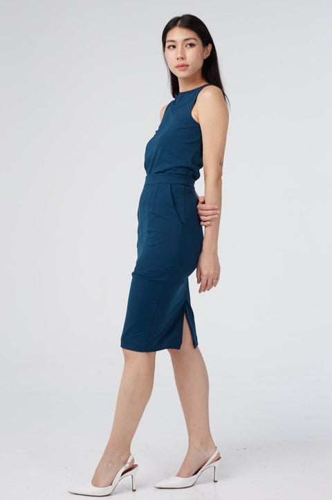 KELY Pencil Skirt in Prussian Blue