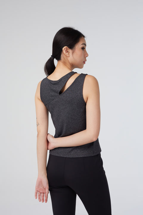 BETH Cutout Top in Heather Grey