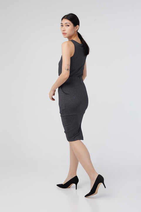 BETH Cutout Top in Heather Grey