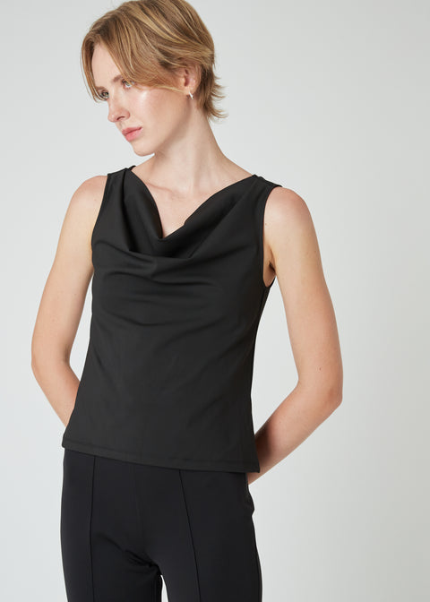 ANKA Reversible Cowl Top in Black