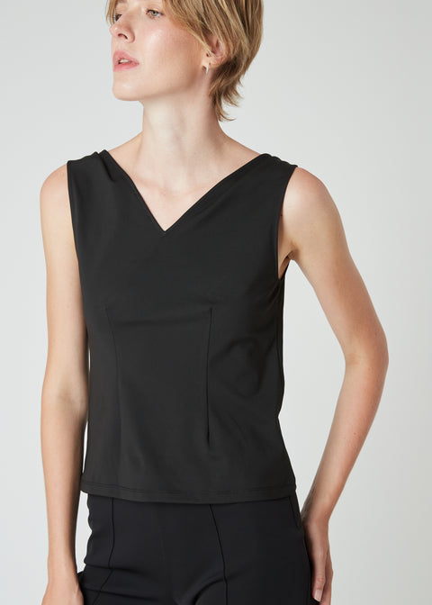 ANKA Reversible Cowl Top in Black