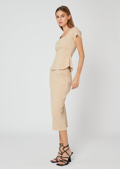 DION Short-Sleeve Top in Camel