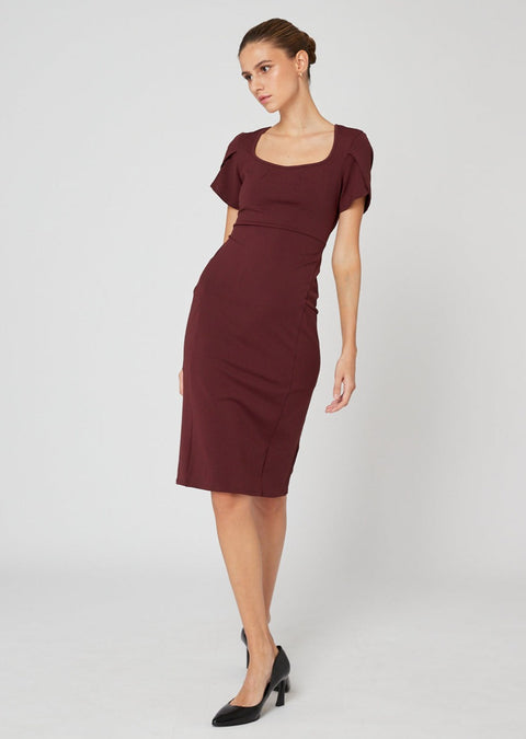 MUSE Bodycon Dress in Red Wine
