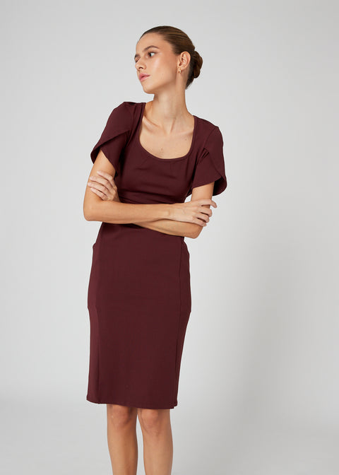 MUSE Bodycon Dress in Red Wine