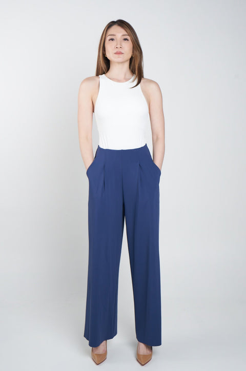 SKY Wide Leg Pants in Navy Blue