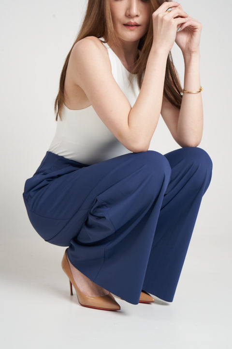 SKY Wide Leg Pants in Navy Blue