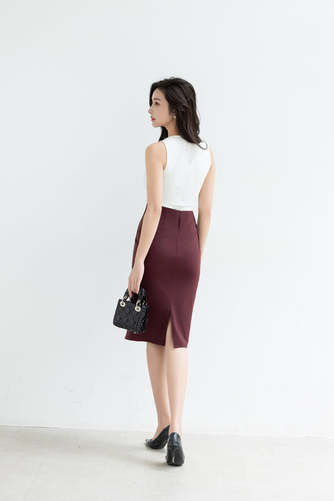 MAVE Pencil Skirt in Red Wine