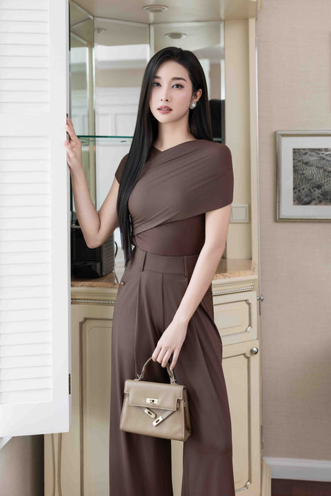 TONI Drape Pants in Mocha