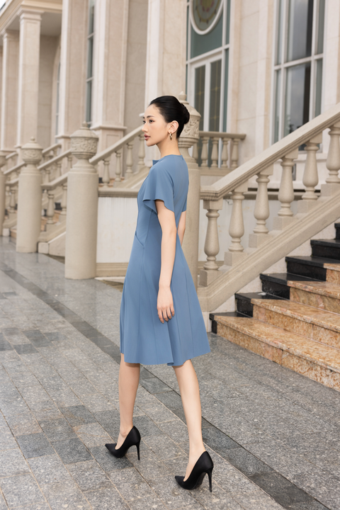 AYLA Flutter Dress in Dove Blue