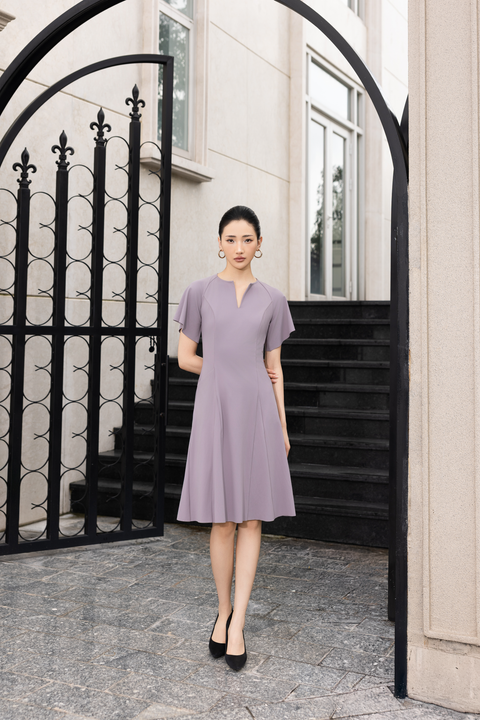 AYLA Flutter Dress in Lavender Grey