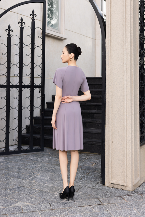 AYLA Flutter Dress in Lavender Grey