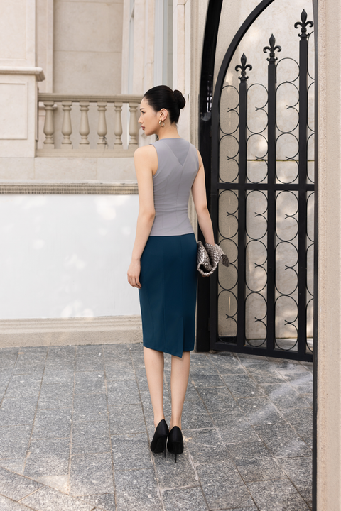 VERA Reversible Wrap Top in Light Grey