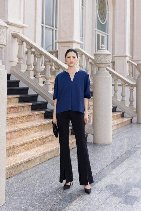 COON Sleeve Cocoon Top in Navy