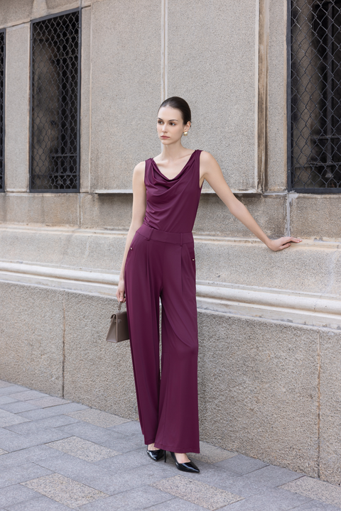 TONI Drape Pants in Oxblood