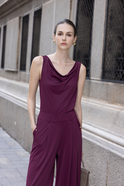 TONI Drape Pants in Oxblood