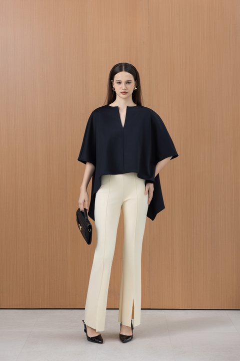 VETA Draped Hem Top in Black