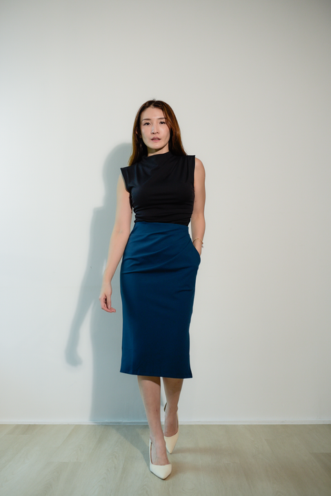 REIN Pencil Skirt in Prussian Blue