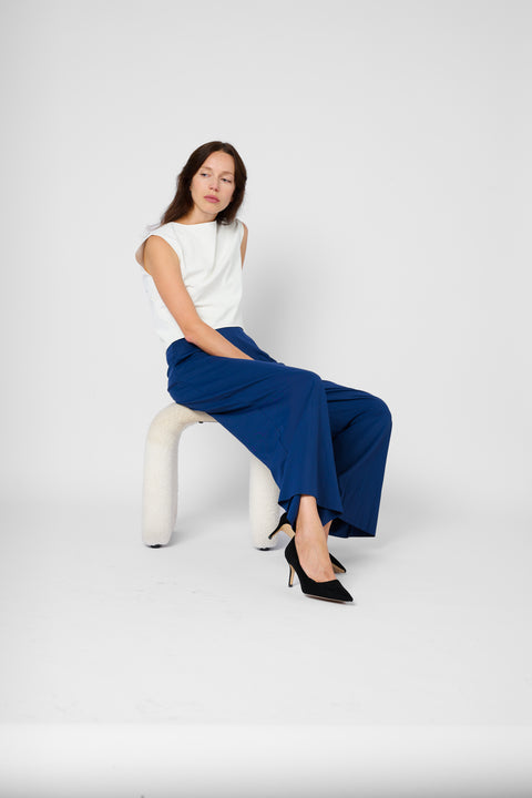 SKY Wide Leg Pants in Navy Blue